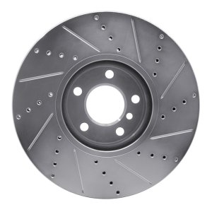 BMW 650I Convertible Brake Rotor (1) - Right Front - R1 Concepts - Drilled & Slotted - Silver - `10-`18